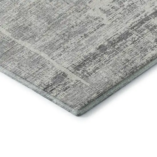 Silver And Gray Abstract Washable Area Rug With UV Protection Photo 8