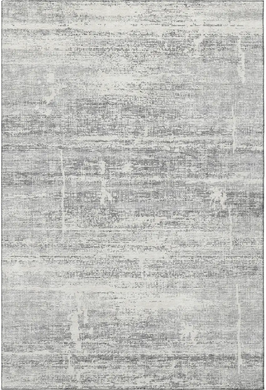 Silver And Gray Abstract Washable Area Rug With UV Protection Photo 4