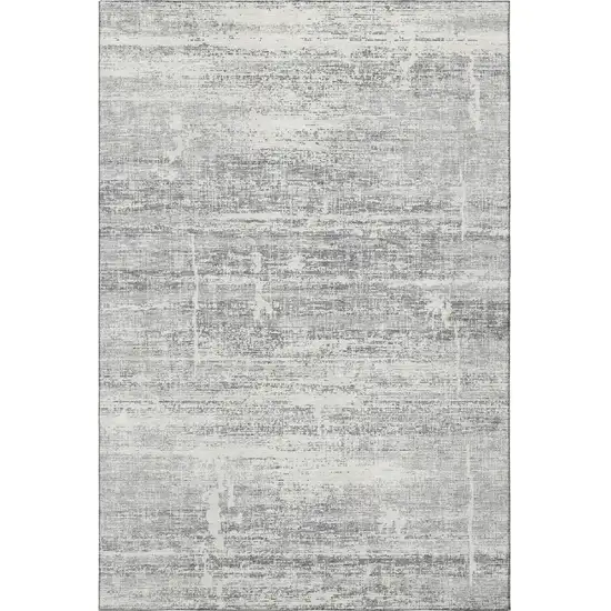 Silver And Gray Abstract Washable Area Rug With UV Protection Photo 4
