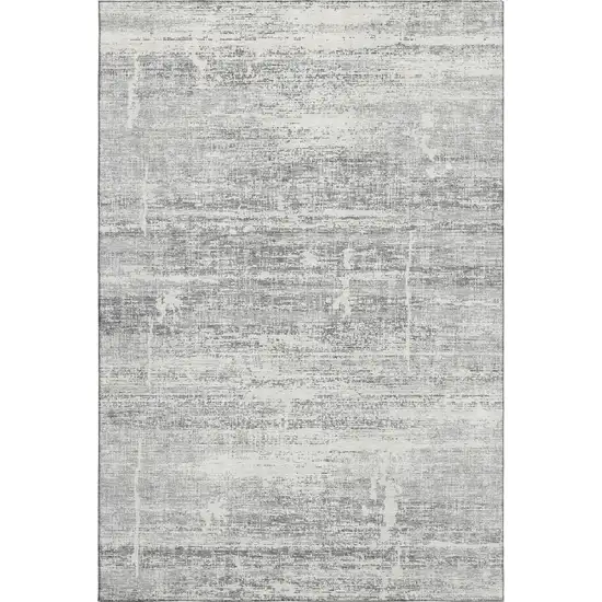 Silver And Gray Abstract Washable Area Rug With UV Protection Photo 1