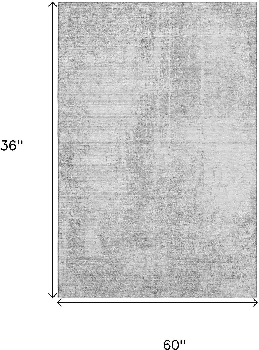 Silver And Gray Abstract Washable Area Rug With UV Protection Photo 3