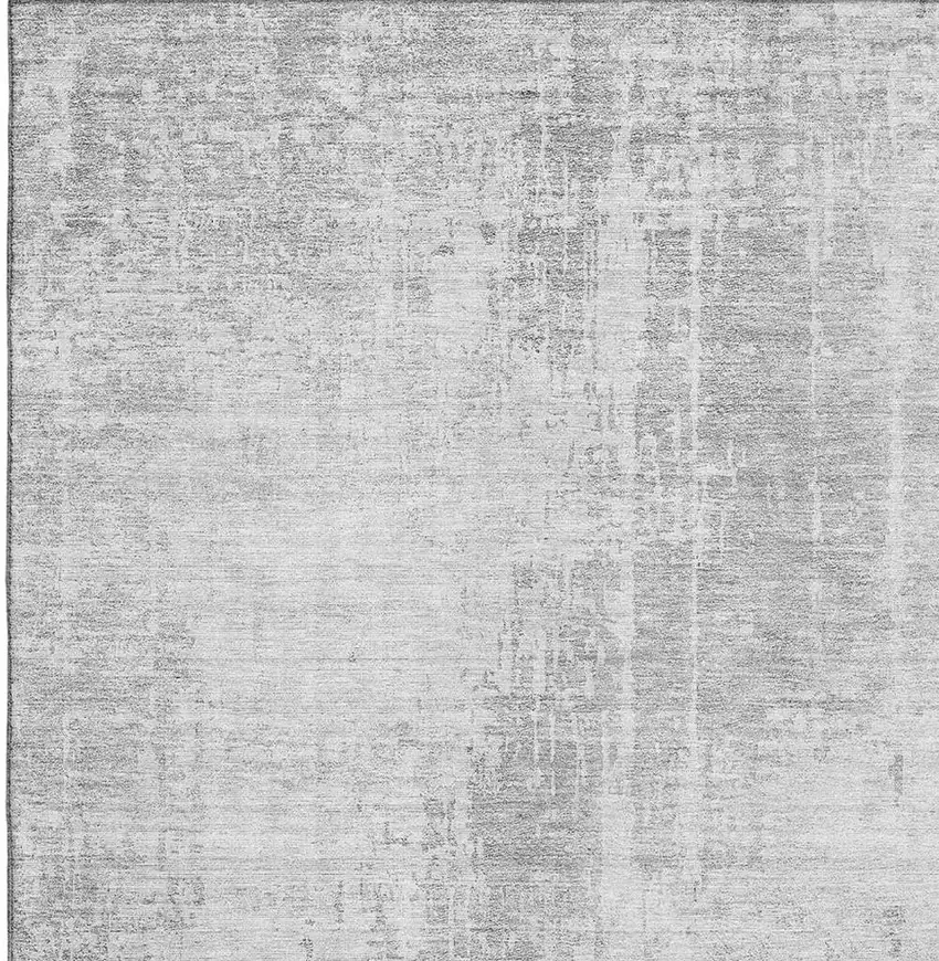 Silver And Gray Abstract Washable Area Rug With UV Protection Photo 4