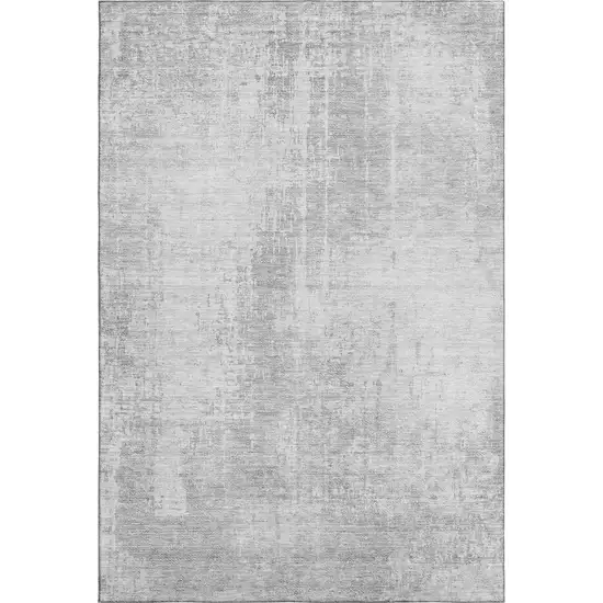 Silver And Gray Abstract Washable Area Rug With UV Protection Photo 6