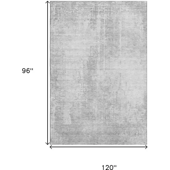 Silver And Gray Abstract Washable Area Rug With UV Protection Photo 3