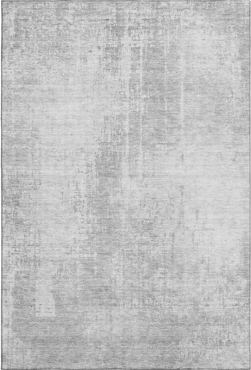 Silver And Gray Abstract Washable Area Rug With UV Protection Photo 6