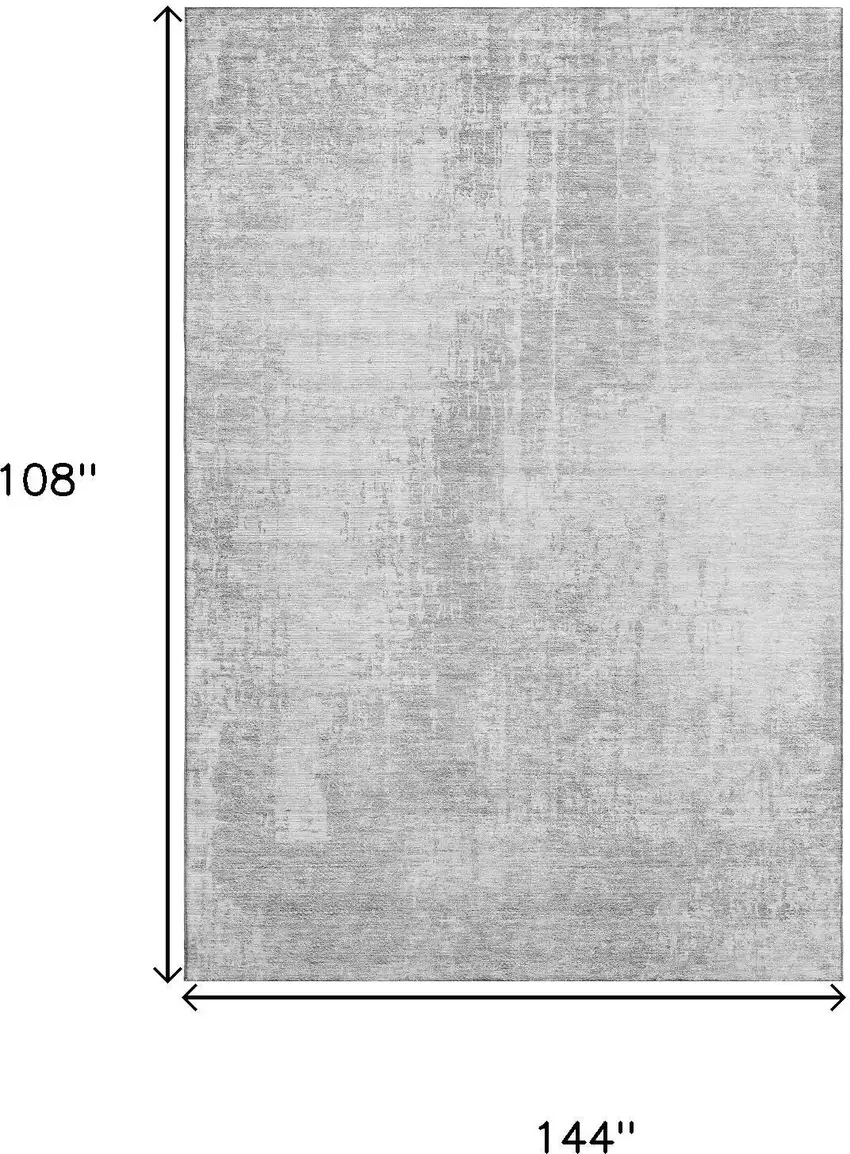 Silver And Gray Abstract Washable Area Rug With UV Protection Photo 3