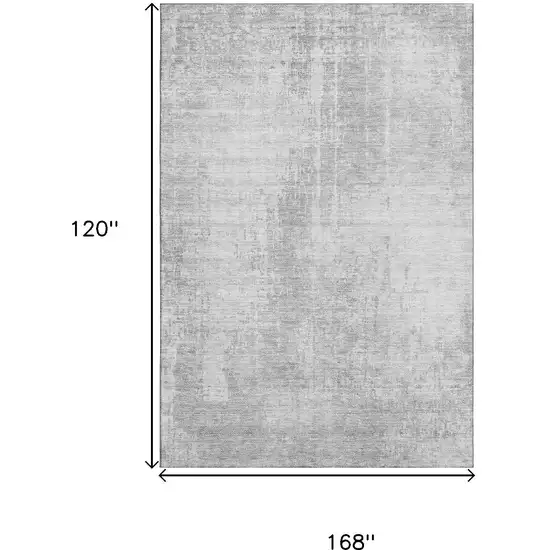 Silver And Gray Abstract Washable Area Rug With UV Protection Photo 3