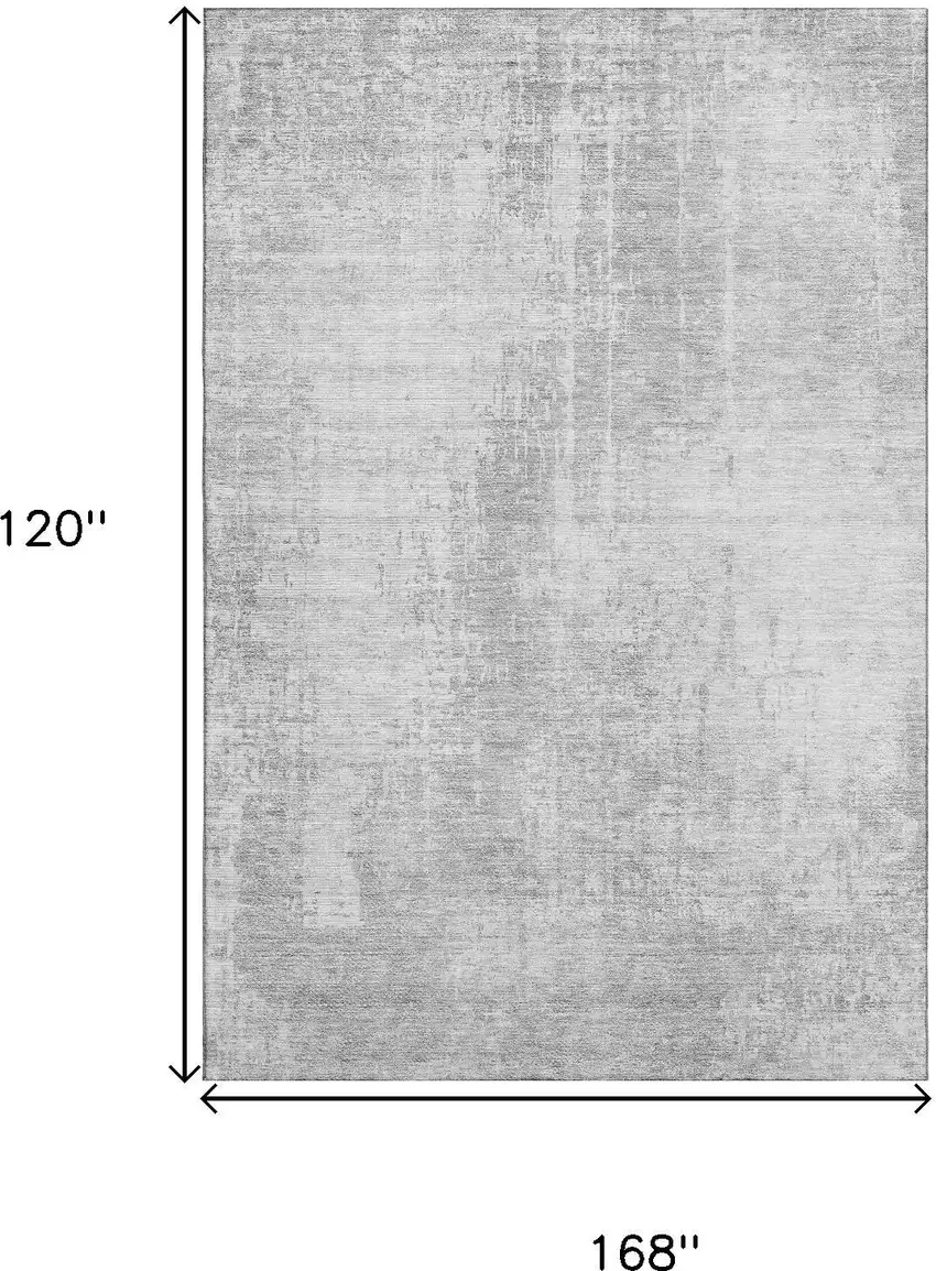 Silver And Gray Abstract Washable Area Rug With UV Protection Photo 3