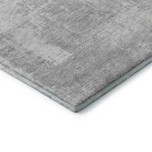 Photo of Silver And Gray Abstract Washable Area Rug With UV Protection