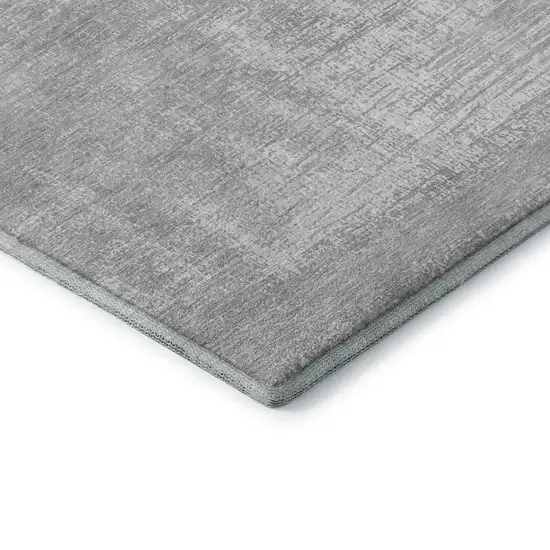 Silver And Gray Abstract Washable Area Rug With UV Protection Photo 9
