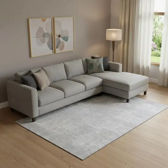 Silver And Gray Abstract Washable Area Rug With UV Protection Photo 2