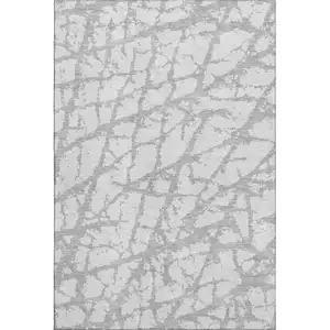 Photo of Silver And Gray Abstract Washable Area Rug With UV Protection