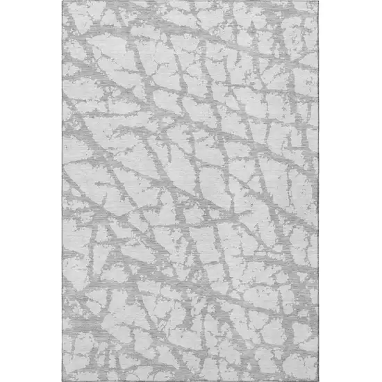 Silver And Gray Abstract Washable Area Rug With UV Protection Photo 3