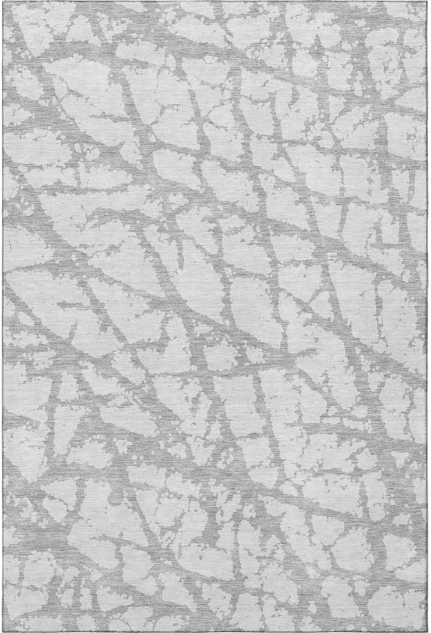 Silver And Gray Abstract Washable Area Rug With UV Protection Photo 3