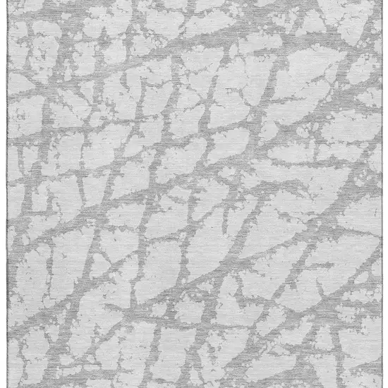 Silver And Gray Abstract Washable Area Rug With UV Protection Photo 2