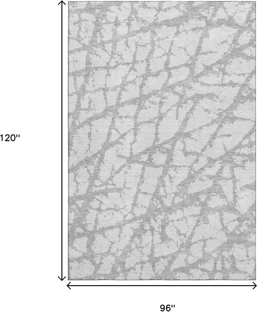 Silver And Gray Abstract Washable Area Rug With UV Protection Photo 8