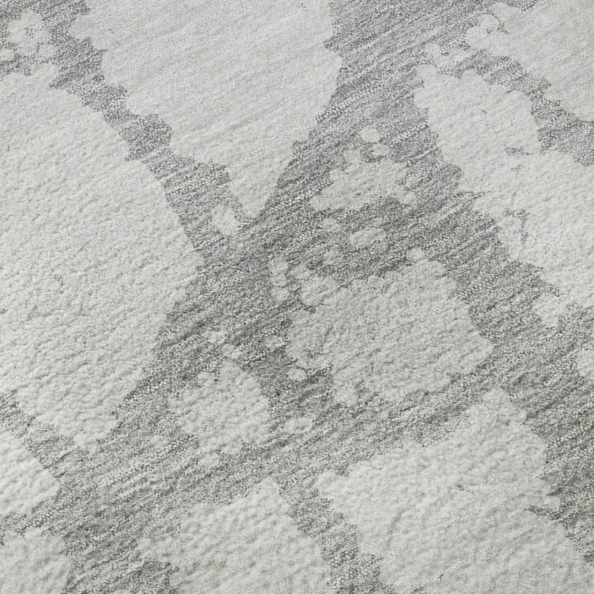 Silver And Gray Abstract Washable Area Rug With UV Protection Photo 9