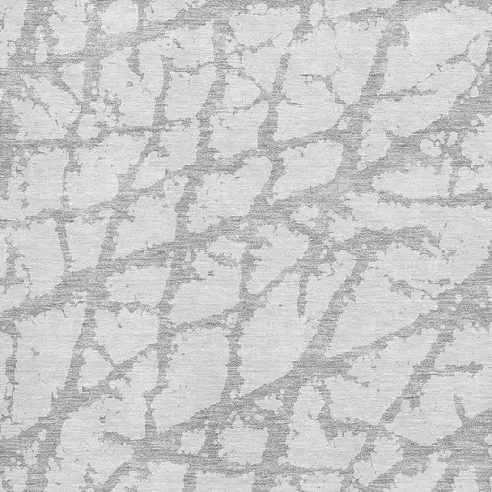 Silver And Gray Abstract Washable Area Rug With UV Protection Photo 2