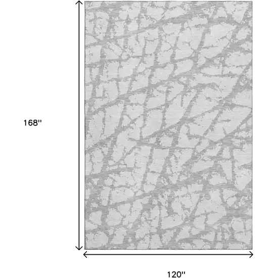 Silver And Gray Abstract Washable Area Rug With UV Protection Photo 8
