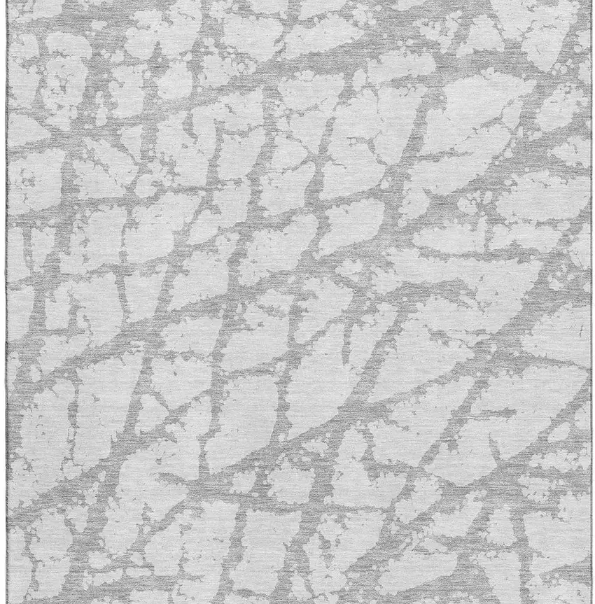 Silver And Gray Abstract Washable Area Rug With UV Protection Photo 3