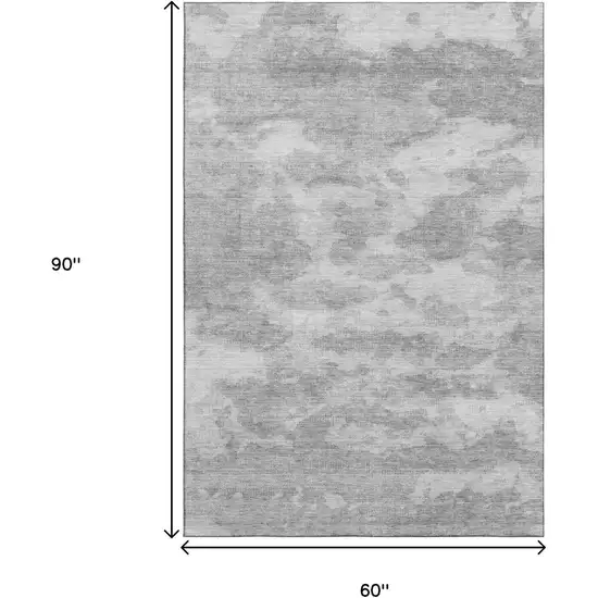Silver And Gray Abstract Washable Area Rug With UV Protection Photo 7
