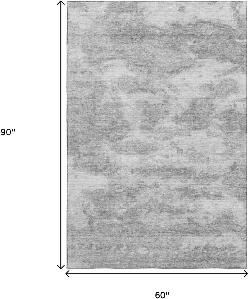 Silver And Gray Abstract Washable Area Rug With UV Protection Photo 7