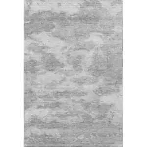 Photo of Silver And Gray Abstract Washable Area Rug With UV Protection