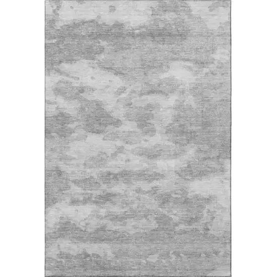 Silver And Gray Abstract Washable Area Rug With UV Protection Photo 3