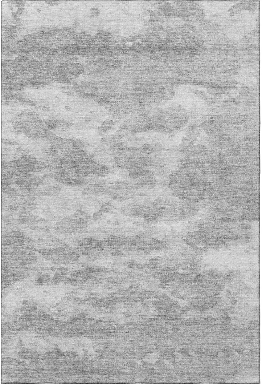 Silver And Gray Abstract Washable Area Rug With UV Protection Photo 3