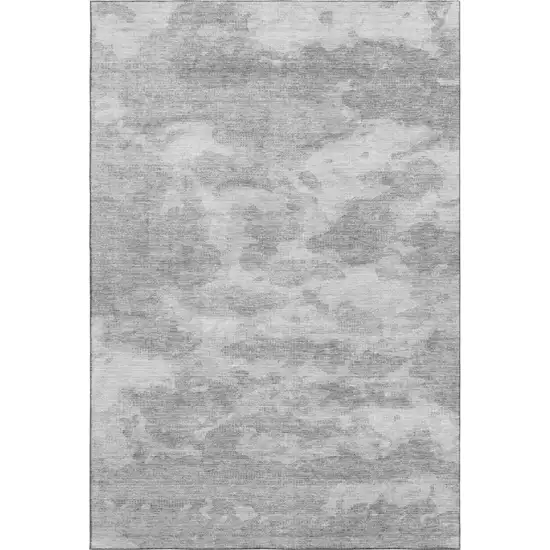 Silver And Gray Abstract Washable Area Rug With UV Protection Photo 1
