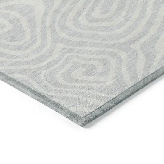 Silver And Gray Abstract Washable Indoor Outdoor Area Rug Photo 5