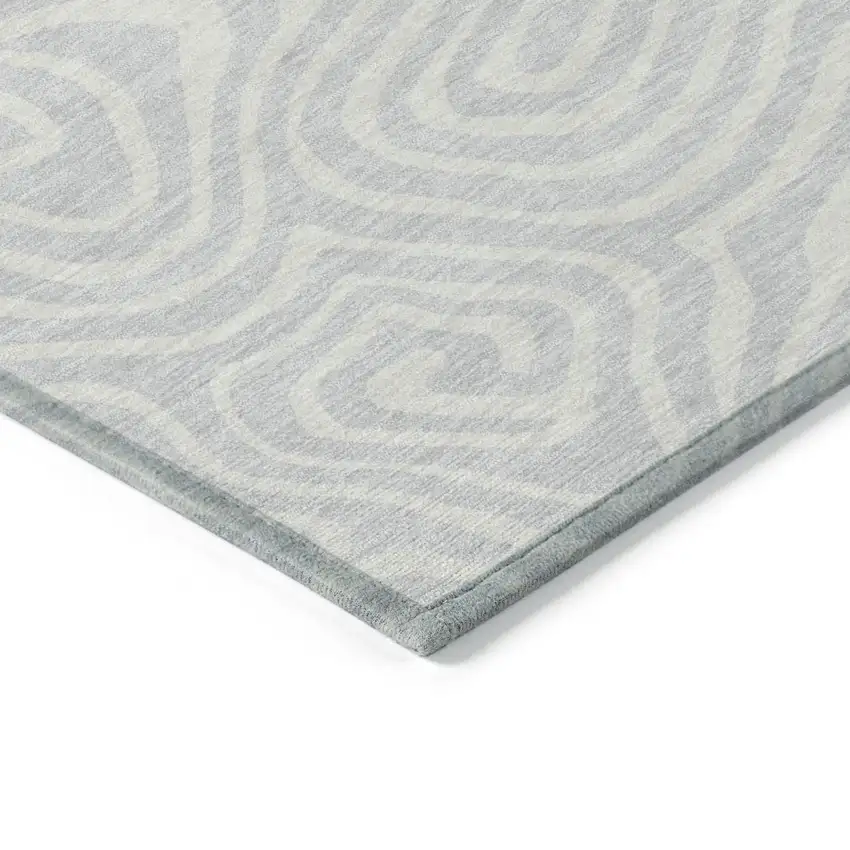 Silver And Gray Abstract Washable Indoor Outdoor Area Rug Photo 5