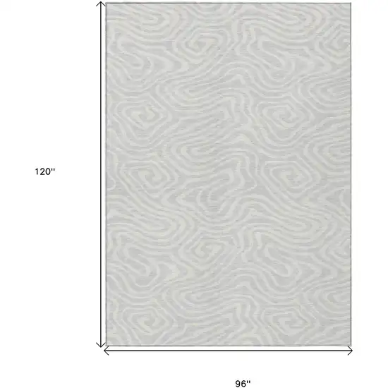 Silver And Gray Abstract Washable Indoor Outdoor Area Rug Photo 3