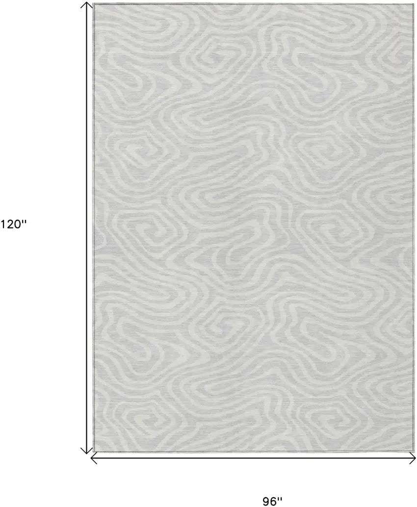 Silver And Gray Abstract Washable Indoor Outdoor Area Rug Photo 3