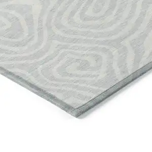 Photo of Silver And Gray Abstract Washable Indoor Outdoor Area Rug