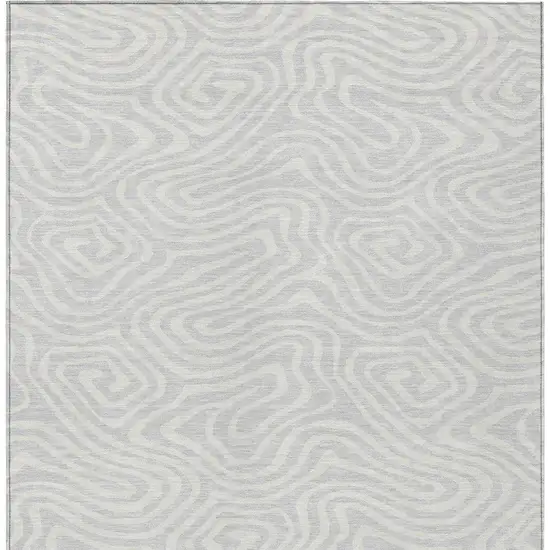Silver And Gray Abstract Washable Indoor Outdoor Area Rug Photo 7