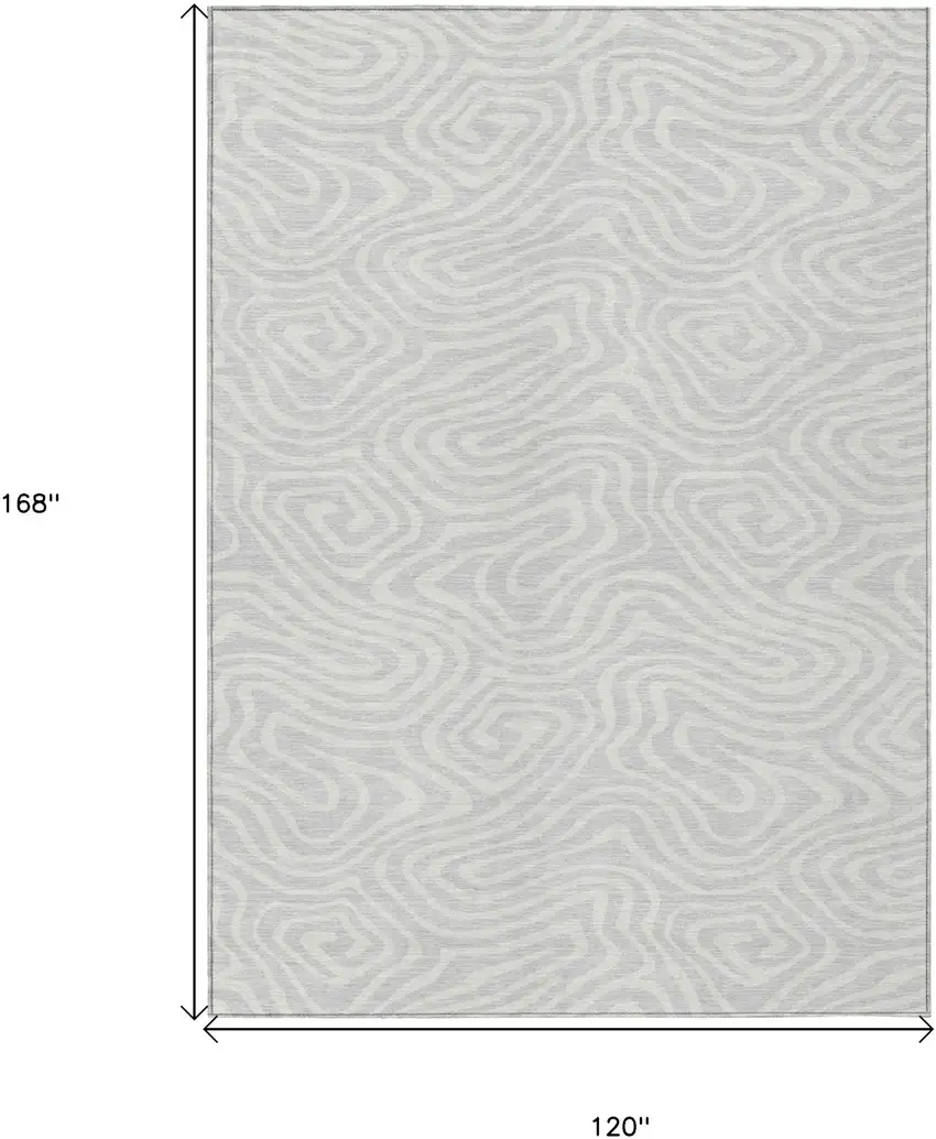 Silver And Gray Abstract Washable Indoor Outdoor Area Rug Photo 3