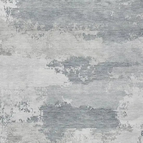 Silver And Gray Abstract Washable Indoor Outdoor Area Rug Photo 3