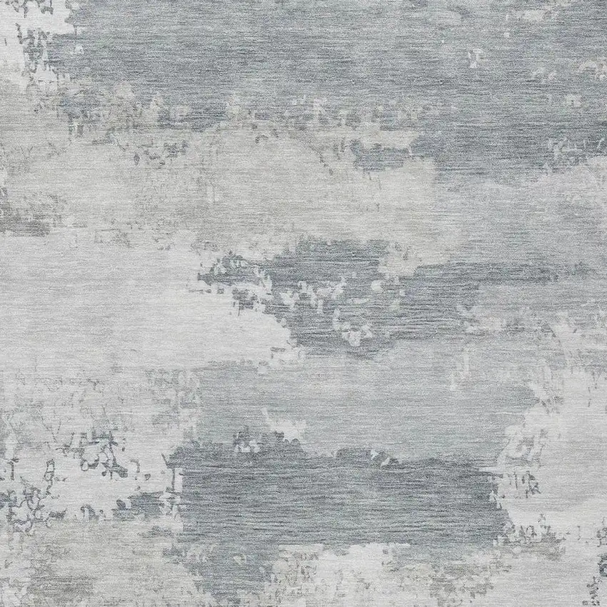Silver And Gray Abstract Washable Indoor Outdoor Area Rug Photo 3