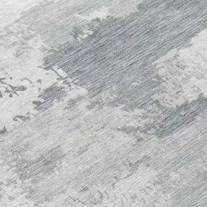 Photo of Silver And Gray Abstract Washable Indoor Outdoor Area Rug