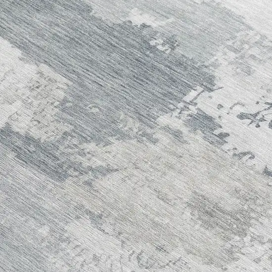 Silver And Gray Abstract Washable Indoor Outdoor Area Rug Photo 2