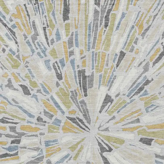 Silver And Gray Abstract Washable Indoor Outdoor Area Rug Photo 3