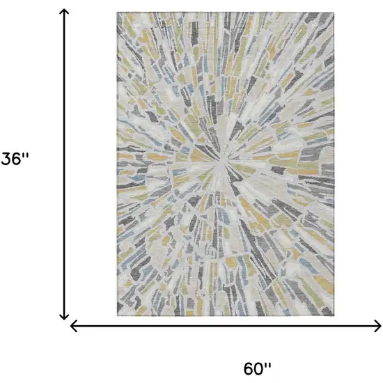 Silver And Gray Abstract Washable Indoor Outdoor Area Rug Photo 7