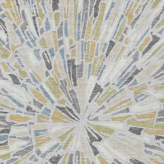 Silver And Gray Abstract Washable Indoor Outdoor Area Rug Photo 3