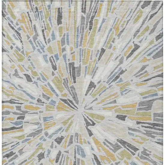 Silver And Gray Abstract Washable Indoor Outdoor Area Rug Photo 4