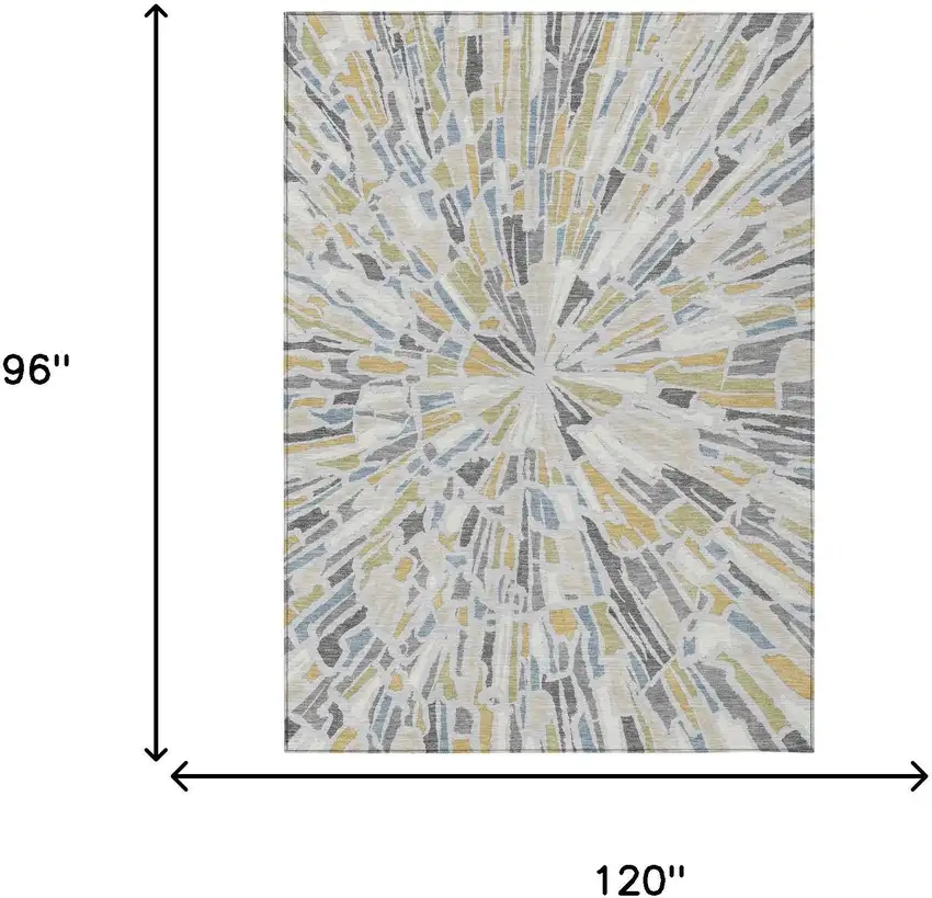 Silver And Gray Abstract Washable Indoor Outdoor Area Rug Photo 7