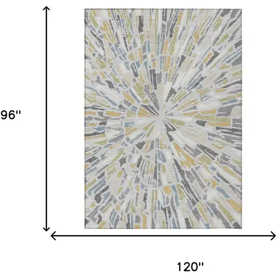 Silver And Gray Abstract Washable Indoor Outdoor Area Rug Photo 7