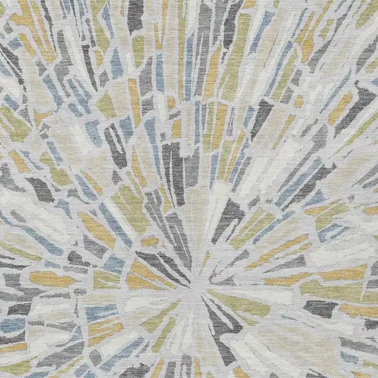 Silver And Gray Abstract Washable Indoor Outdoor Area Rug Photo 3