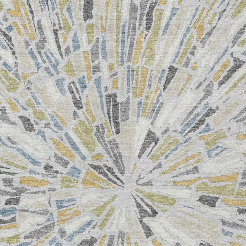 Silver And Gray Abstract Washable Indoor Outdoor Area Rug Photo 3