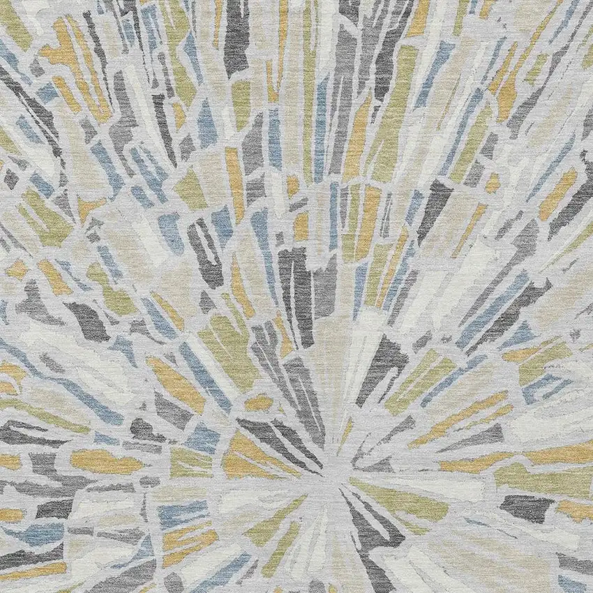 Silver And Gray Abstract Washable Indoor Outdoor Area Rug Photo 3